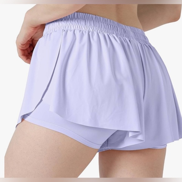 2 in 1 Womens Flowy Athletic Shorts for Running,Yoga,Workout,Biker Butterfly XL - Picture 1 of 16